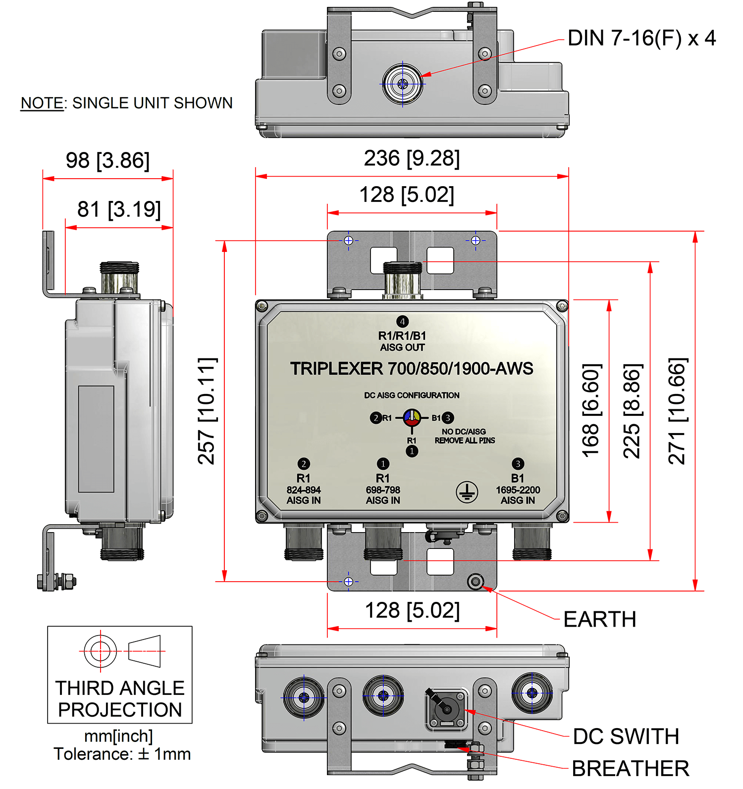 Kaelus TBC0026F2V51-1 | TRIPLEXER 700/850/1900-AWS | Kaelus