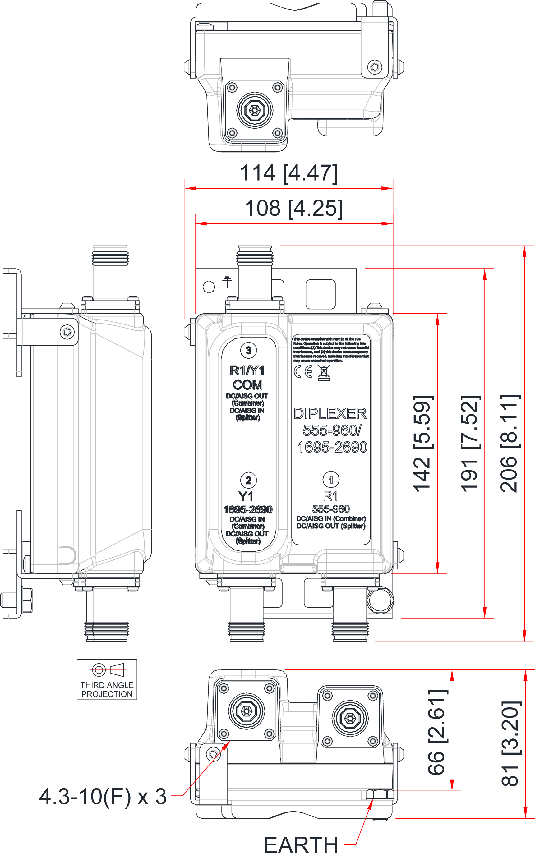 Kaelus DBC0115F1V91-1 | DIPLEXER 555-960/1695-2690 | Kaelus Kaelus DBC0115F1V91-1 | DIPLEXER 555-960/1695-2690 | Kaelus